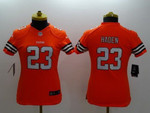 Nike Cleveland Browns #23 Joe Haden Orange Limited Womens Jersey Nfl- Women's