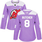 Adidas New Jersey Devils #8 Will Butcher Purple Authentic Fights Cancer Women's Stitched NHL Jersey NHL- Women's