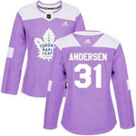 Adidas Toronto Maple Leafs #31 Frederik Andersen Purple Fights Cancer Women's Stitched Nhl Jersey Nhl- Women's