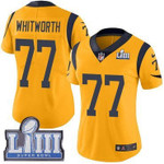 #77 Limited Andrew Whitworth Gold Nike Nfl Women's Jersey Los Angeles Rams Rush Vapor Untouchable Super Bowl Liii Bound Nfl