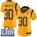 #30 Limited Todd Gurley Gold Nike Nfl Women's Jersey Los Angeles Rams Rush Vapor Untouchable Super Bowl Liii Bound Nfl