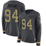 Nike Saints #94 Cameron Jordan Anthracite Salute To Service Men's Stitched Nfl Limited Therma Long Sleeve Jersey Nfl