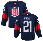 Men's Team Usa #21 Derek Stepan Navy Blue 2016 World Cup Of Hockey Game Jersey Nhl