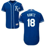 Men's Kansas City Royals Coach #18 Rusty Kuntz Navy Blue Kc Baseball Majestic Jersey Mlb