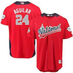 Men's National League #24 Jesus Aguilar Majestic Red 2018 MLB All-Star Game Home Run Derby Player Jersey MLB