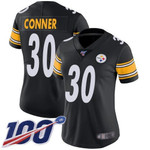 Nike Steelers #30 James Conner Black Team Color Women's Stitched Nfl 100Th Season Vapor Limited Jersey Nfl- Women's
