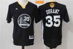 Youth Golden State Warriors #35 Kevin Durant Black Short-Sleeved Revolution 30 Swingman 2017 The Nba Finals Patch Jersey Nba