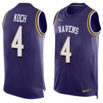 Men's Baltimore Ravens #4 Sam Koch Purple Hot Pressing Player Name & Number Nike Nfl Tank Top Jersey Nfl