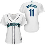 Mariners #11 Edgar Martinez White Home Women's Stitched Baseball Jersey Mlb- Women's