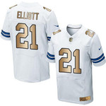 Nike Cowboys #21 Ezekiel Elliott White Men's Stitched Nfl Elite Gold Jersey Nfl