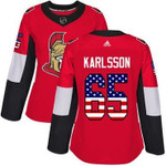 Adidas Senators #65 Erik Karlsson Red Home Usa Flag Women's Stitched Nhl Jersey Nhl- Women's