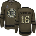 Men's Boston Bruins #16 Derek Sanderson Green Salute To Service 2019 Stanley Cup Final Bound Stitched Hockey Jersey Nhl