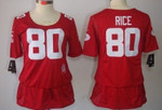 Nike San Francisco 49Ers #80 Jerry Rice Breast Cancer Awareness Red Womens Jersey Nfl- Women's