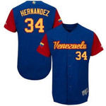 Men's Team Venezuela Baseball Majestic #34 Felix Hernandez Royal Blue 2017 World Baseball Classic Stitched Jersey Mlb