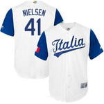 Men's Team Italy Baseball Majestic #41 Trey Nielsen White 2017 World Baseball Classic Stitched Replica Jersey Mlb