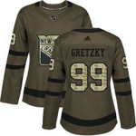 Adidas New York Rangers #99 Wayne Gretzky Green Salute To Service Women's Stitched Nhl Jersey Nhl- Women's