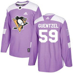 Adidas Penguins #59 Jake Guentzel Purple Fights Cancer Stitched Nhl Jersey Nhl