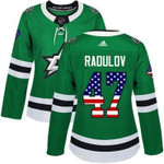 Adidas Dallas Stars #47 Alexander Radulov Green Home Authentic USA Flag Women's Stitched NHL Jersey NHL- Women's