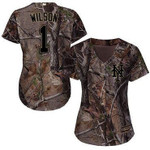 New York Mets #1 Mookie Wilson Camo Realtree Collection Cool Base Women's Stitched Baseball Jersey MLB- Women's