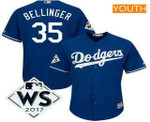 Youth Los Angeles Dodgers Cody Bellinger Majestic Royal 2017 World Series Patch Cool Base Player Jersey Mlb
