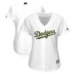 Personalize Jersey Women's Los Angeles Dodgers Majestic White 2018 Memorial Day Cool Base Team Custom Jersey Mlb