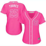 Yankees #25 Gleyber Torres Pink Fashion Women's Stitched Baseball Jersey Mlb- Women's