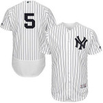 New York Yankees #5 Joe Dimaggio White Strip Flexbase Collection Stitched Mlb Jersey Mlb