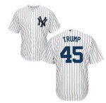 Men's New York Yankees #45 Presidential Candidate Donald Trump White Jersey Mlb