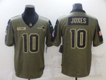 Men's New England Patriots #10 Mac Jones 2021 Olive Salute To Service Limited Stitched Jersey Nfl