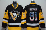 Men's Pittsburgh Penguins #81 Phil Kessel Reebok Black Third Nhl Usa Flag Fashion Jersey Nhl