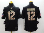 Nike Green Bay Packers #12 Aaron Rodgers Salute To Service Black Limited Jersey Nfl