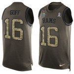 Men's Los Angeles Rams #16 Jared Goff Green Salute To Service Hot Pressing Player Name & Number Nike Nfl Tank Top Jersey Nfl