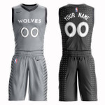 Personalize Jersey Timberwolves Gray Men's Customized Nike Swingman Jersey(With Shorts) Nba