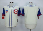 Men's Chicago Cubs Blank Cream 1942 Majestic Cooperstown Collection Throwback Jersey Mlb