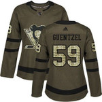 Adidas Pittsburgh Penguins #59 Jake Guentzel Green Salute To Service Women's Stitched Nhl Jersey Nhl- Women's