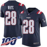 Nike Patriots #28 James White Navy Blue Men's Stitched Nfl Limited Rush 100Th Season Jersey Nfl