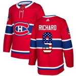 Adidas Canadiens #9 Maurice Richard Red Home Usa Flag Stitched Nhl Jersey Nhl
