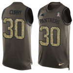 Men's Carolina Panthers #30 Stephen Curry Green Salute To Service Hot Pressing Player Name & Number Nike Nfl Tank Top Jersey Nfl