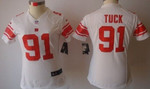Nike New York Giants #91 Justin Tuck White Limited Womens Jersey Nfl- Women's