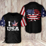Weed I Love Usa Flag Independence Day 4Th July Baseball Jersey | Colorful | Adult Unisex | S - 5Xl Full Size - Baseball Jersey Lf