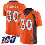 Broncos #30 Phillip Lindsay Orange Team Color Men's Stitched Football 100Th Season Vapor Limited Jersey Nfl