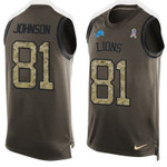 Men's Detroit Lions #81 Calvin Johnson Green Salute To Service Hot Pressing Player Name & Number Nike Nfl Tank Top Jersey Nfl