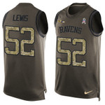 Men's Baltimore Ravens #52 Ray Lewis Green Salute To Service Hot Pressing Player Name & Number Nike Nfl Tank Top Jersey Nfl