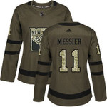 Adidas New York Rangers #11 Mark Messier Green Salute To Service Women's Stitched Nhl Jersey Nhl- Women's