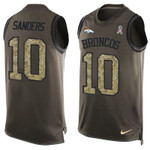 Men's Denver Broncos #10 Emmanuel Sanders Olive Green Salute To Service Hot Pressing Player Name & Number Nike Nfl Tank Top Jersey Nfl