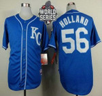Men's Kansas City Royals #56 Greg Holland Kc Blue Alternate Baseball Jersey With 2015 World Series Patch Mlb