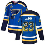 Men's St. Louis Blues #23 Dmitrij Jaskin Blue Home Drift Fashion 2019 Stanley Cup Final Bound Stitched Hockey Jersey Nhl