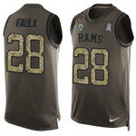 Men's Los Angeles Rams #28 Marshall Faulk Green Salute To Service Hot Pressing Player Name & Number Nike Nfl Tank Top Jersey Nfl