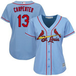 Cardinals #13 Matt Carpenter Light Blue Alternate Women's Stitched Baseball Jersey Mlb- Women's