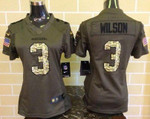 Women's Seattle Seahawks #3 Russell Wilson Green Salute To Service 2015 NFL Nike Limited Jersey NFL- Women's